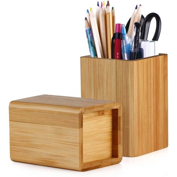 Eco Bamboo Pen Box - Pencil Holder & Makeup Brush Container - Image 5