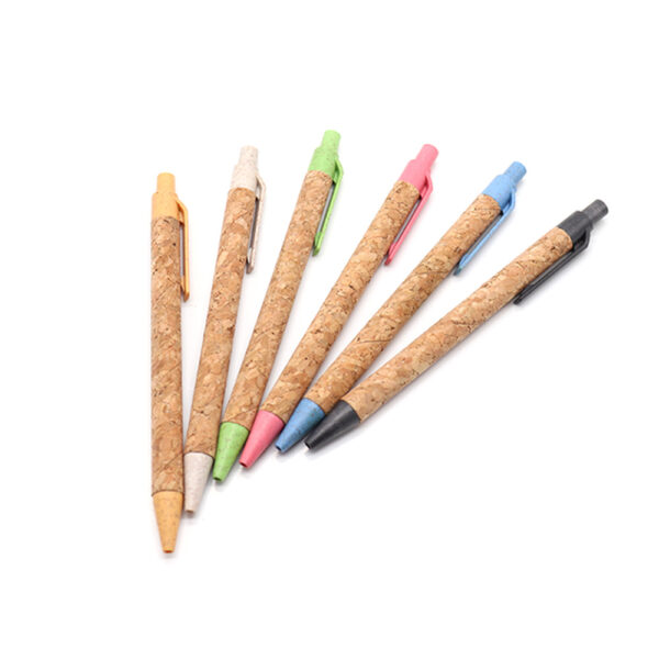Promotional Logo customized Cork pen, wheat straw ballpoint pen - Image 2