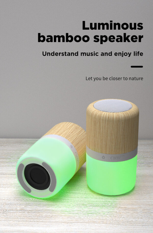 Bamboo Bluetooth Speakers Portable Speaker With LED Light - Image 7