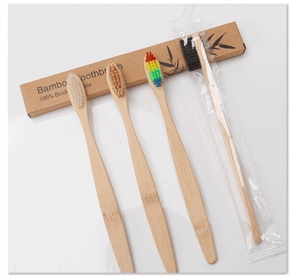 Nylon Brush Head Toothbrush - Reusable, Rainbow, Biodegradable Bamboo - Image 3