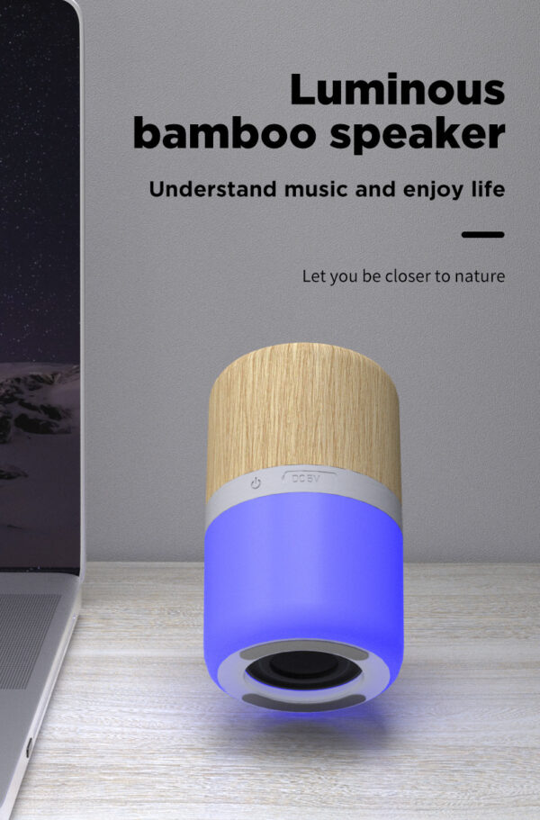 Bamboo Bluetooth Speakers Portable Speaker With LED Light - Image 8