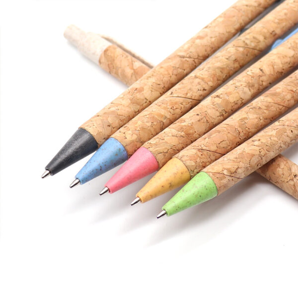 Promotional Logo customized Cork pen, wheat straw ballpoint pen - Image 4