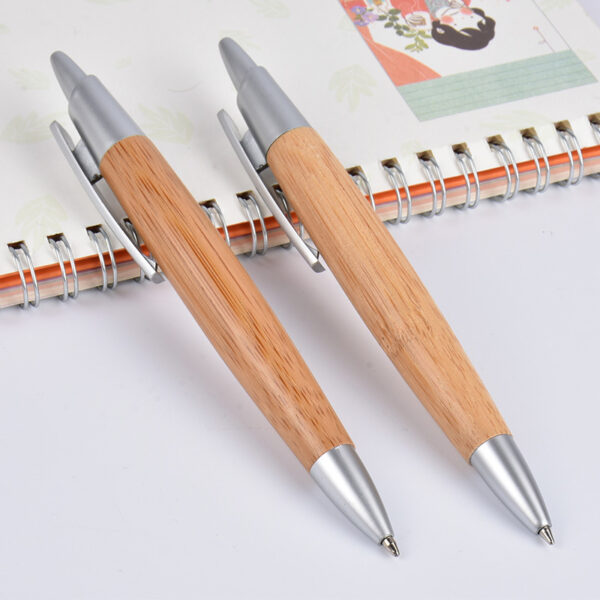 Eco Gifts Customized Ball Pen Bamboo Wooden Grip Ballpoint Pen - Image 2