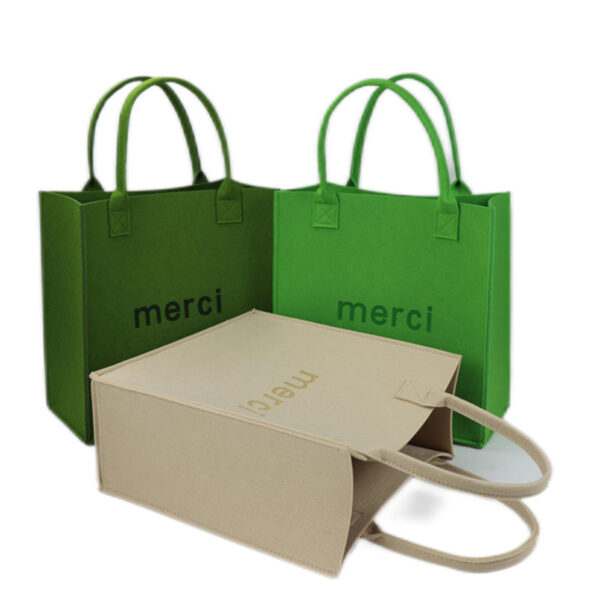 Eco Friendly Felt Tote Bag with Customized Logo Felt Shopping Bag - Image 3