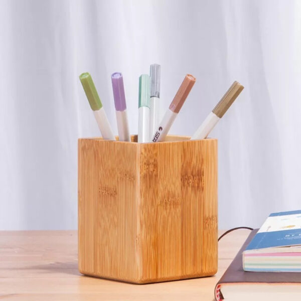 Eco Bamboo Pen Box - Pencil Holder & Makeup Brush Container - Image 3