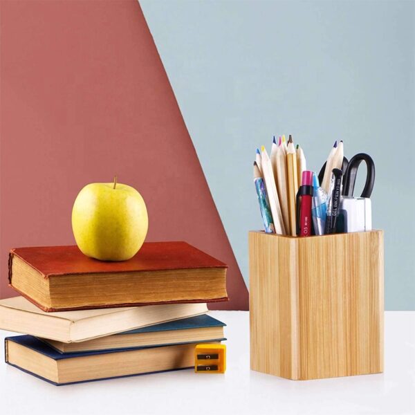 Eco Bamboo Pen Box - Pencil Holder & Makeup Brush Container - Image 4
