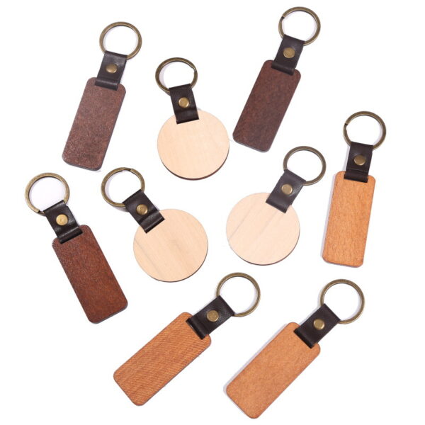 ECO Wooden Keychain Laser Logo Customizable Rectangle Wooden Keychain - Image 3