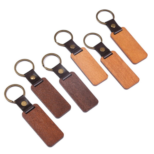 ECO Wooden Keychain Laser Logo Customizable Rectangle Wooden Keychain - Image 4