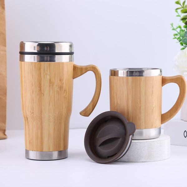 Eco Bamboo Thermos Mugs - Handle Vacuum Flasks - Image 7