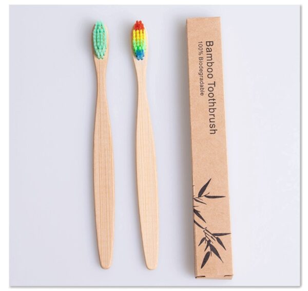 Nylon Brush Head Toothbrush - Reusable, Rainbow, Biodegradable Bamboo - Image 5