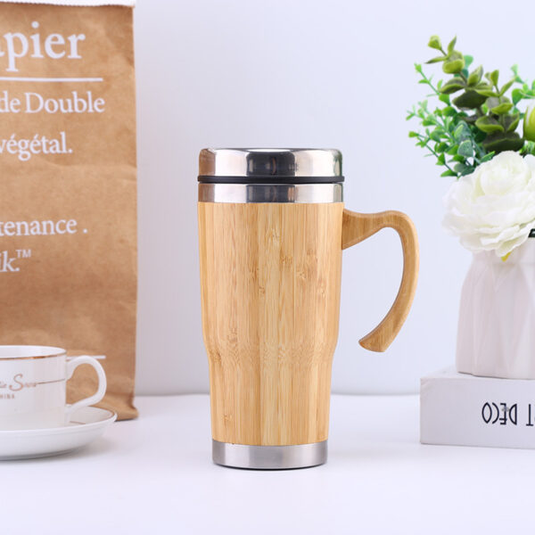 Eco Bamboo Thermos Mugs - Handle Vacuum Flasks - Image 5