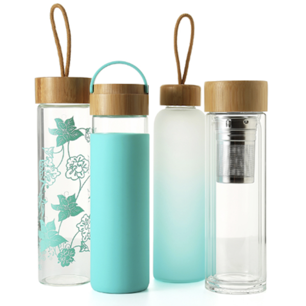 Bamboo-Cap Drinking Glass Water Bottle - Image 8