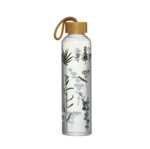 Bamboo-Cap Drinking Glass Water Bottle