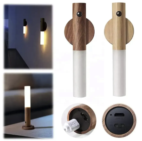 ECO Wood Portable Wireless LED Magnetic Night Light Bedside Lamp - Image 5