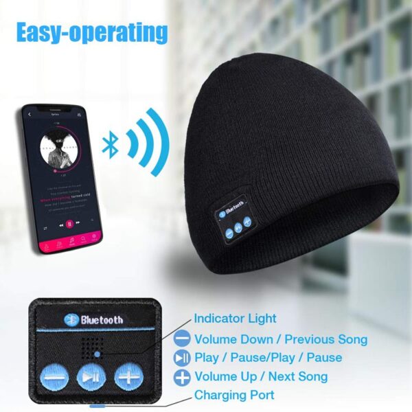 Acrylic Wireless Stereo Bluetooth Music Headset Knitted Beanie Hat - Image 7