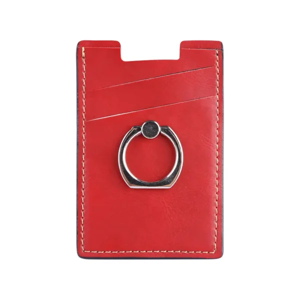PU Leather Phone Card Holder - 3M Sticker, Finger Ring Kickstand Feature - Image 3