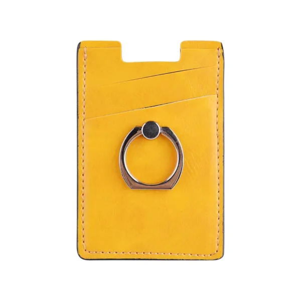 PU Leather Phone Card Holder - 3M Sticker, Finger Ring Kickstand Feature - Image 2