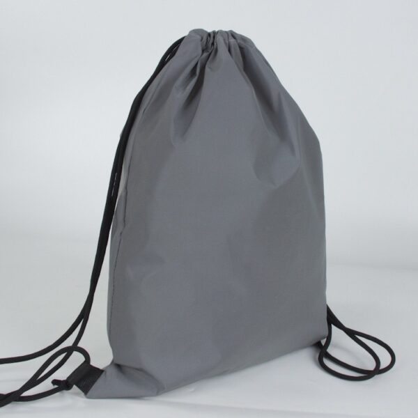 Pull String Reflective Strips Travel Drawstring Bag Reflective Drawstring Bag - Image 4