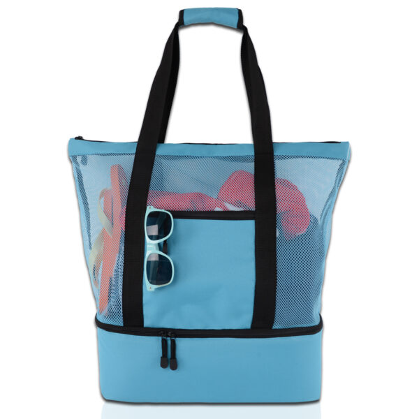 Beach Bag with Cooler Function Mesh Beach Tote Shoulder Bag Picnic Cooler bag - Image 6