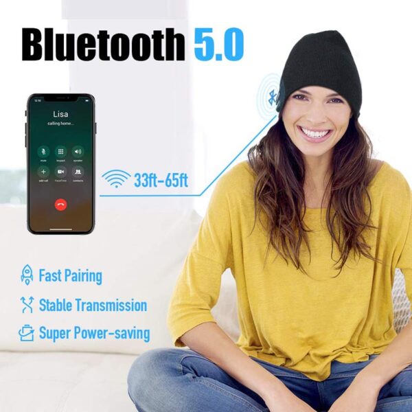 Acrylic Wireless Stereo Bluetooth Music Headset Knitted Beanie Hat - Image 5