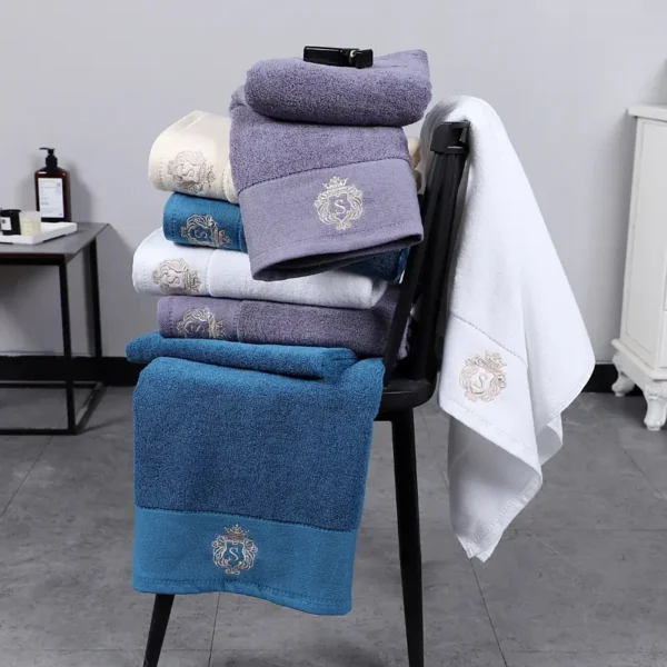 5-Star Hotel Cotton Towels - Custom Logo Absorbent Bath Hair Towels - Image 4