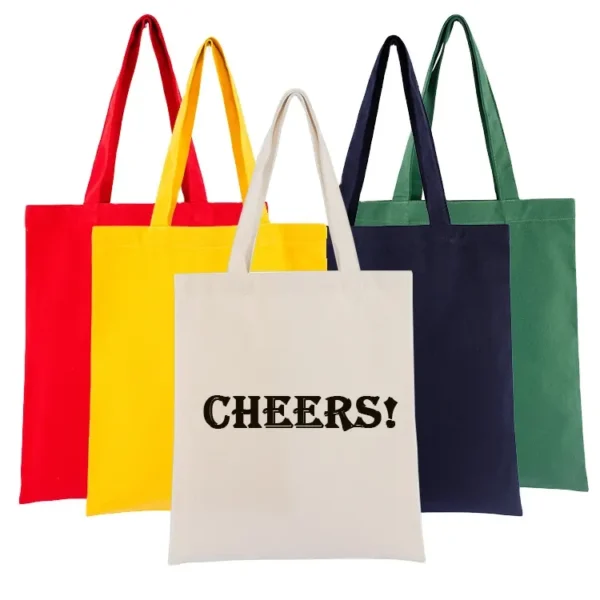 Custom Logo Canvas Tote - Eco-Friendly Reusable Shopping Bag for Women with Pocket Zipper
