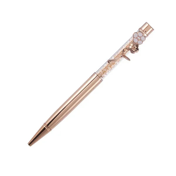 Diamond Flower Metal Quicksand Pen - Rose Gold Office Gift - Image 2