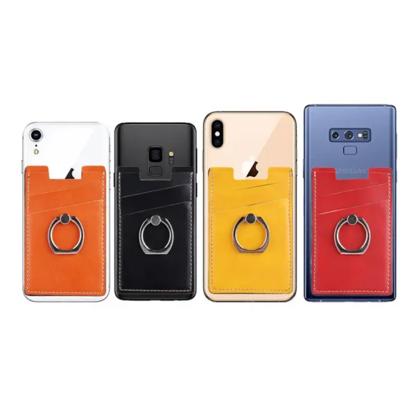 Leather Wallet Phone Case - Universal Card Slot, 3M Sticker, Finger Ring - Image 6