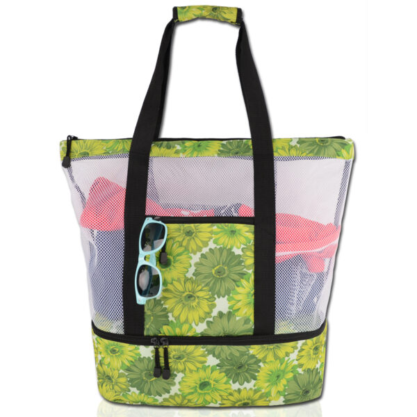 Beach Bag with Cooler Function Mesh Beach Tote Shoulder Bag Picnic Cooler bag - Image 5