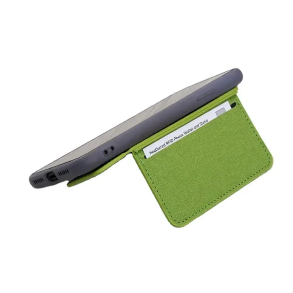 PU Leather Multi-function Card Wallet - RFID, Smart Phone Stand Heather Design - Image 2