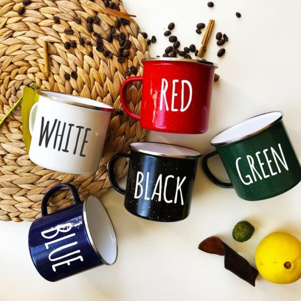 12oz Rolled Rim Metal Enamel Camping Cup - Handle Mug - Image 5