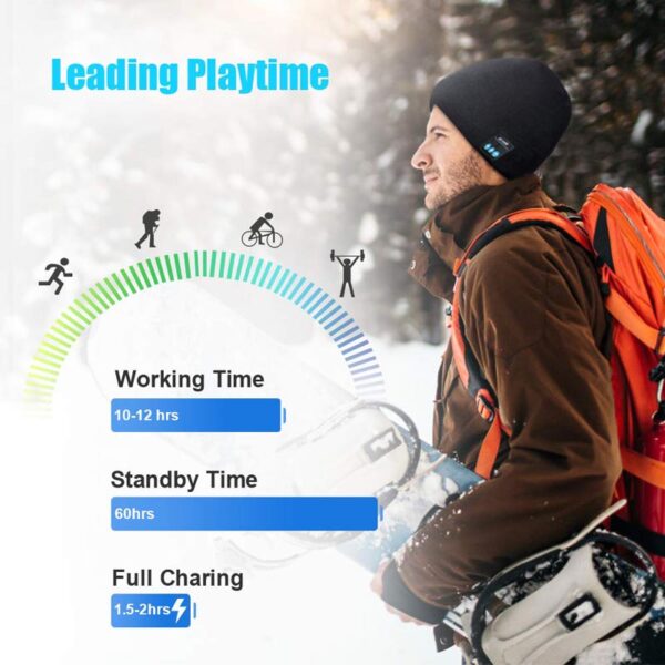 Acrylic Wireless Stereo Bluetooth Music Headset Knitted Beanie Hat - Image 3