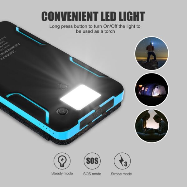 8000mAh Solar Power Bank - Dual USB, Foldable Panel - Image 3