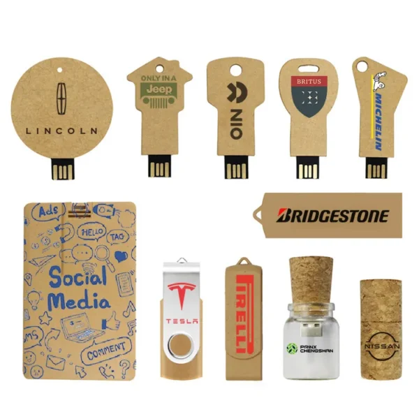 Custom Logo USB Stick - Recycle Paper Biodegradable Card Drive USB 2.0/3.0 8G