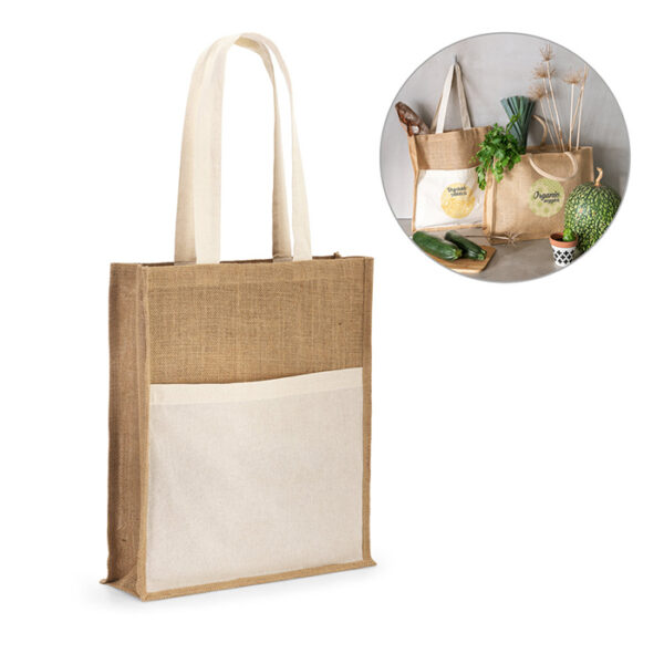 Custom Logo Jute Shopping Bag ECO Reusable Burlap Handbag Portable Shopping Bag