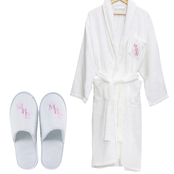 Wholesale Bathrobe Set with Cotton Slippers Luxury Hotel Bathrobe Hotel Slippers Customized