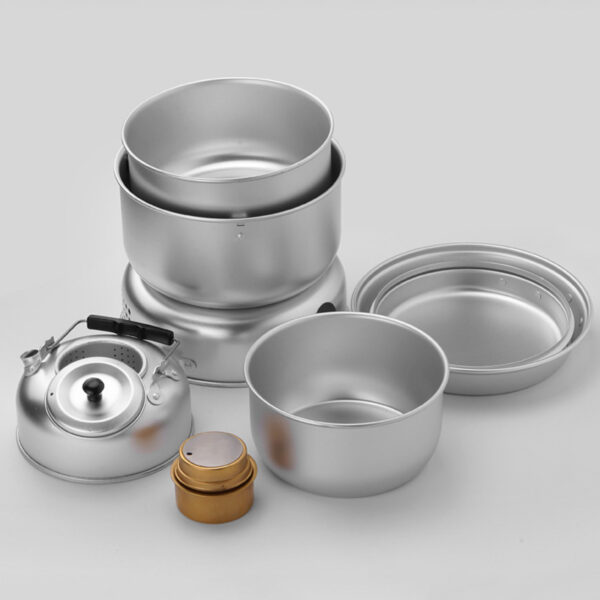 Portable Outdoor Camping Gas Stove Aluminium Free Cookware Set Frying Pan Pot Hiking Stove Set - Image 3