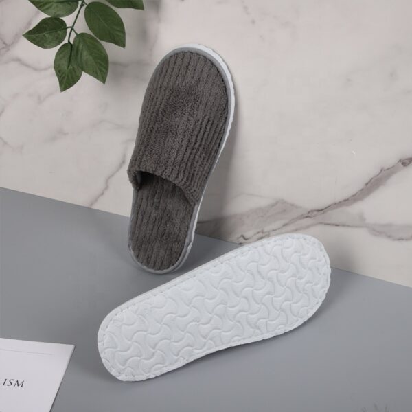 Striped Coral Fleece Hotel Slippers High Quality Hotel Slippers Custom Logo - Image 4