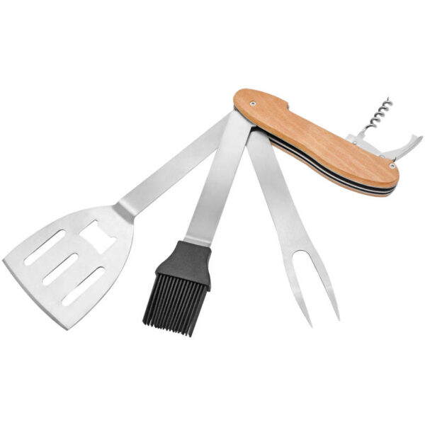 Multifunction Folding Bottle Opener Outdoor BBQ Multitoos Wood Handle - Image 3
