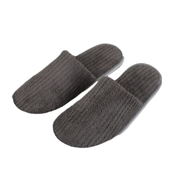 Striped Coral Fleece Hotel Slippers High Quality Hotel Slippers Custom Logo - Image 6