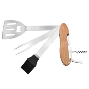 Multifunction Folding Bottle Opener Outdoor BBQ Multitoos Wood Handle