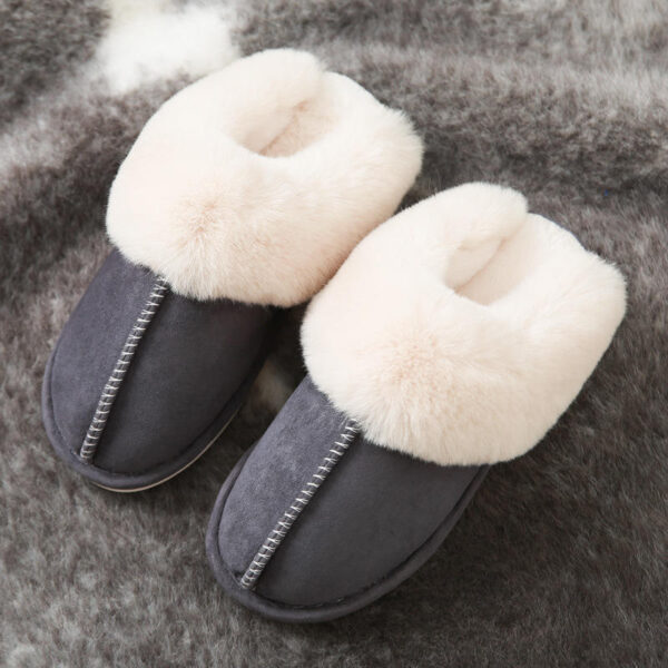 Winter Soft Indoor Warm Fluffy Slippers with Real Cowhide Upper 100% Pure Wools and Oxfords Soles - Image 4
