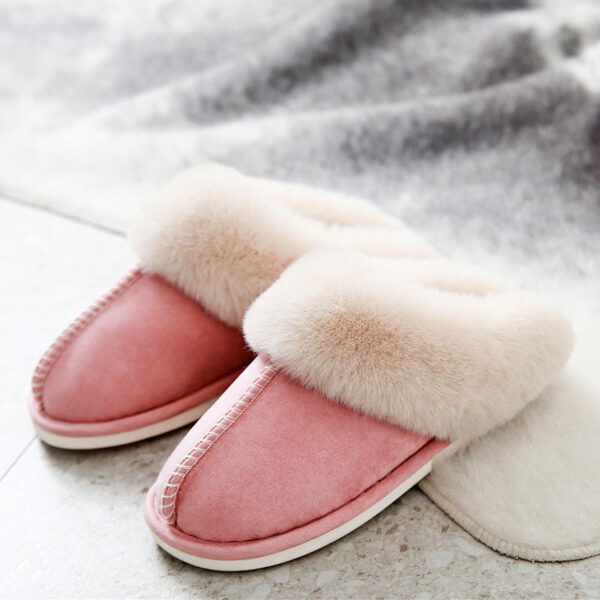 Winter Soft Indoor Warm Fluffy Slippers with Real Cowhide Upper 100% Pure Wools and Oxfords Soles - Image 6
