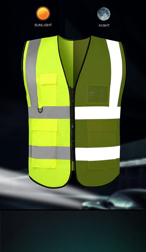 High Visibility Reflective Motorcycle Vest Builders Vest Safety Vest - Image 3