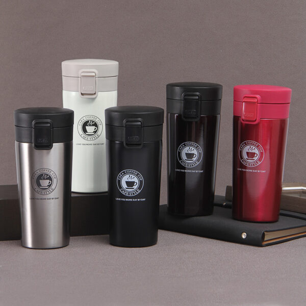 Stainless Steel Insulated Car Mug with Bouncing Lid - Image 2
