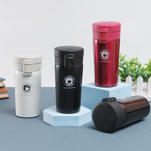 Stainless Steel Insulated Car Mug with Bouncing Lid - Image 10