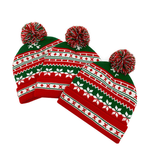 Acrylic Knitted Beanie Hat Pompom Fur Ball Trendy Hat Christmas Style Bean Hat - Image 3