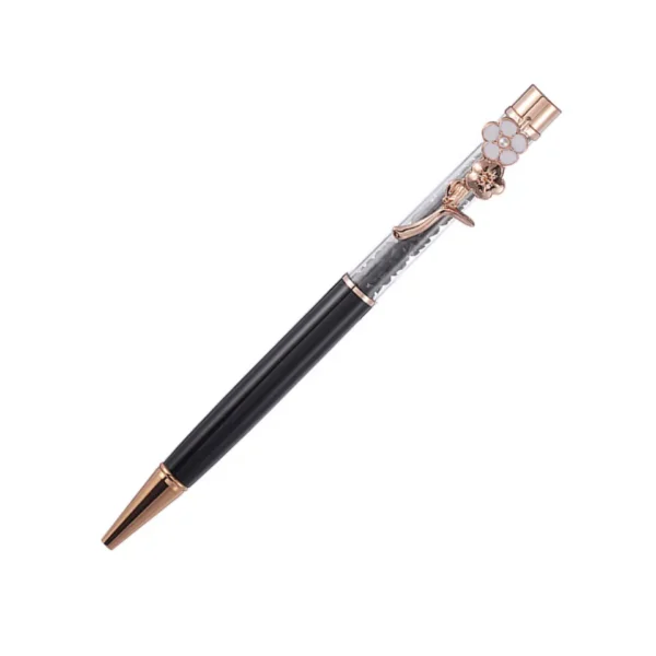 Diamond Flower Metal Quicksand Pen - Rose Gold Office Gift - Image 3