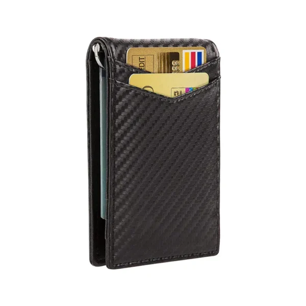 Custom Carbon Fiber Bifold Wallet - Men's Slim Coin Purse - Image 2