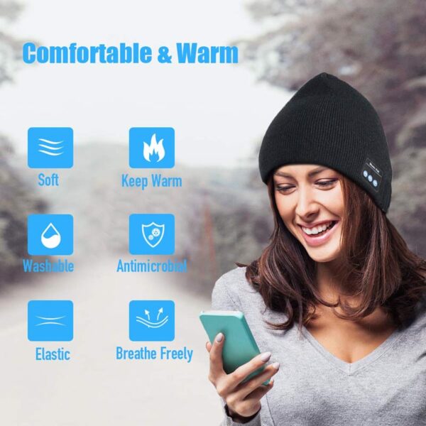 Acrylic Wireless Stereo Bluetooth Music Headset Knitted Beanie Hat - Image 6